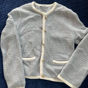 Abercrombie & Fitch Gray and Cream Textured Cardigan
